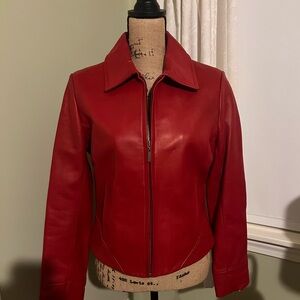 Genuine Women’s Tibor Red Leather Jacket - Size Med, Worn 1x, Like New